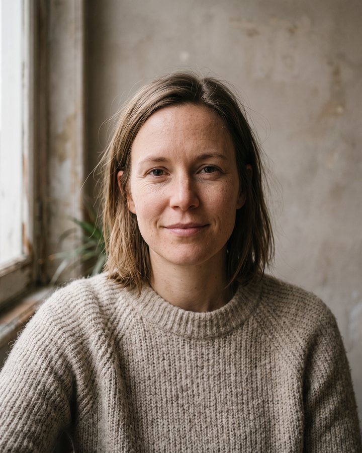Nora Lindqvist by a window, smiling